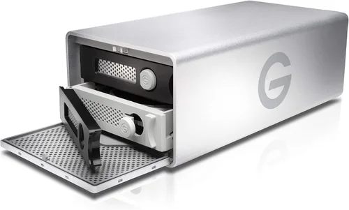 Vista 4 de G-Technology G-RAID de 36 TB con Thunderbolt 3, USB-C (USB 3.1 Gen 2) y HDMI, sistema de almacenamiento extraíble de doble unidad, color plateado
