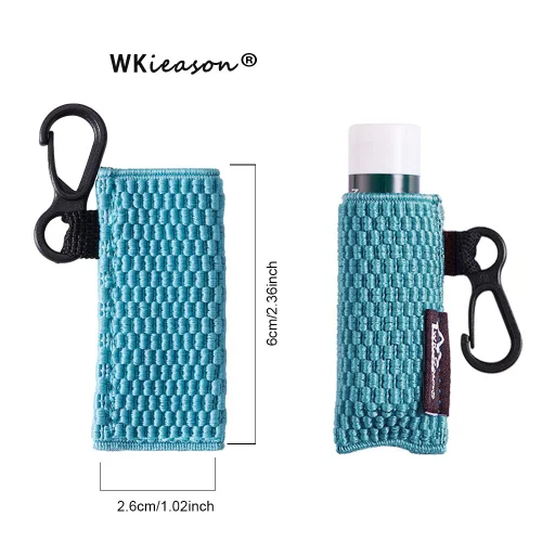 Vista 6 de WK IEASON Llavero para bálsamo labial, 5 unidades, clip negro en lápiz labial, fundas para llavero, bolsa de punto apretado, soporte elástico