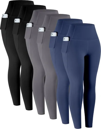 Vista 16 de LZYVOO - Leggings con bolsillos para mujer, 6 paquetes, pantalones de yoga de cintura alta suaves con control de abdomen para entrenamiento