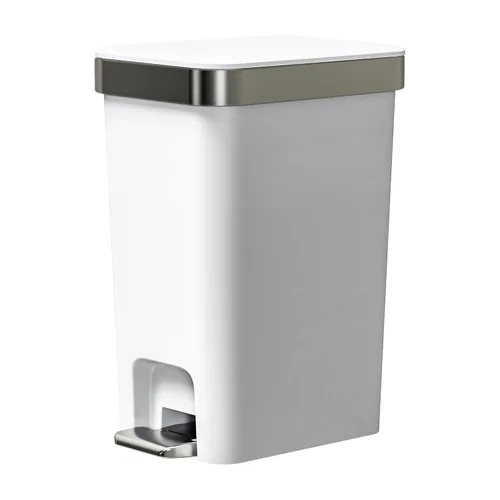 Vista 10 de Cubo de basura pequeño para baño con tapa de cierre suave, cubo de basura delgado de 10 litros/2.6 galones, escalón de metal y tapa superior