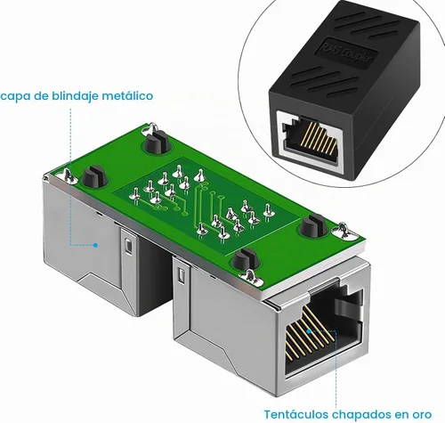Vista 4 de Acoplador RJ45, acoplador Ethernet, extensor de cable de red de Internet hembra a hembra para Cat7/Cat6/Cat5e/Cat5, paquete de 8