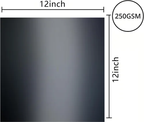 Vista 2 de Papel de cartulina metálica negra, 30 piezas de 12 x 12 pulgadas (250 GSM) - Tablero de aluminio, superficie con acabado espejo, perfecto para Negro