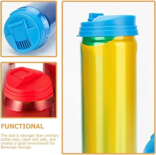 Vista 6 de 5 tapas reutilizables para latas de bebidas, tapas para botellas de cerveza y refrescos, para refrescos y protección contra salpicaduras