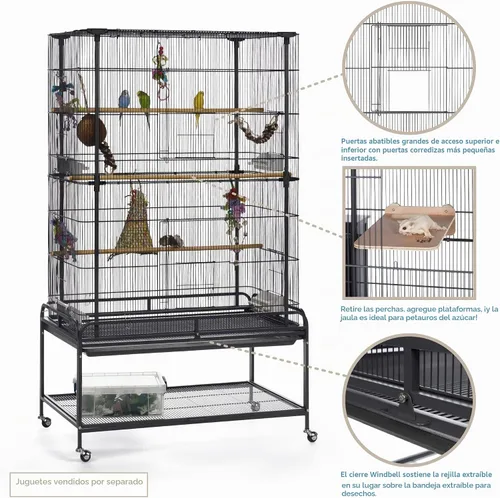 Vista 3 de Prevue Pet Products F085 - Jaula para pájaros de vuelo con soporte, color negro