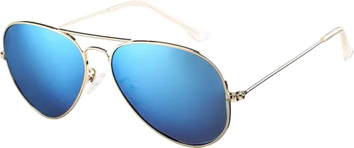 Vista 3 de Bouryo Gafas de sol polarizadas de aviador para hombres y mujeres, protección UV 400