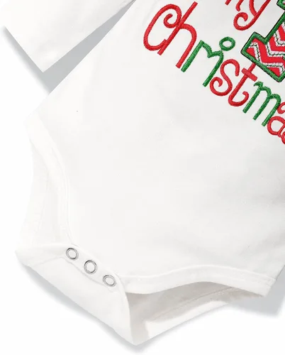 Vista 3 de Abbence Conjunto de 4 piezas de traje de Navidad para bebé, niña, niño, Año Nuevo, mi primera Navidad