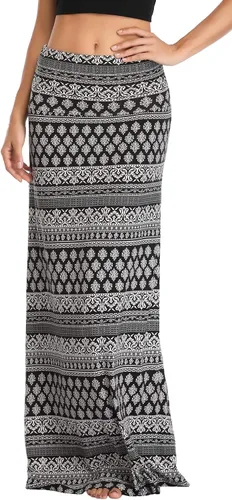 Vista 3 de Urban CoCo - Falda elegante para mujer con elastano cómoda con cintura plegable larga acampanada