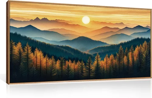 Vista 14 de Arte de Pared de Lienzo Enmarcado con Grandes Pinceladas Abstractas, Decoración de Pared Azul Marino Neutro, Pintura de Pared Moderna en Tonos
