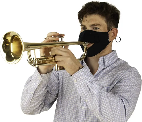 Vista 9 de Gator Cases Double-Layer Face Mask with Magnetized Cotton Flap, Ideal for Wind Instrument Performance; Large (GBOM-LARGEBK)