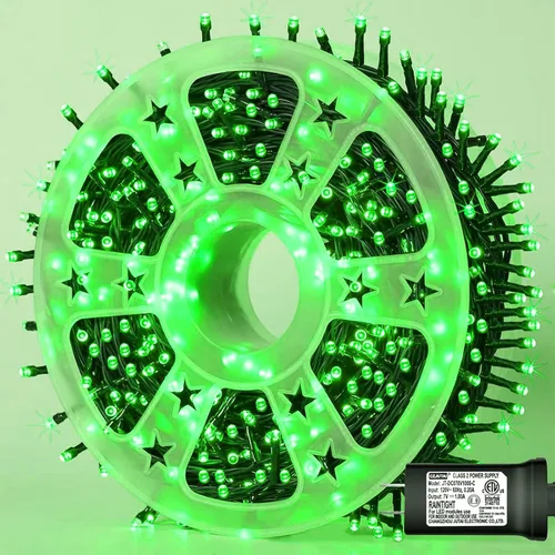 Vista 22 de YEGUO 500 luces LED de Navidad rosas de 165 pies, impermeables, para exteriores, cadena de luces de alambre verde para interiores, 8 modos de luces