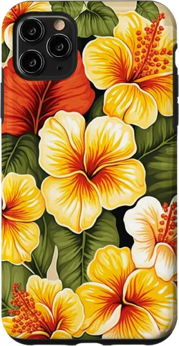 Vista 13 de Hawaiian Tropical Yellow Red Hibiscus Plumeria Case for iPhone 17