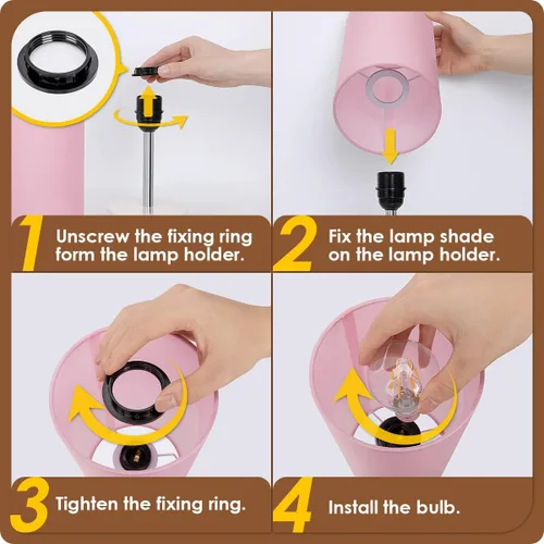 Vista 6 de Lámpara de escritorio Yarra-Decor con puerto USB, lámpara de mesa con control táctil de 3 niveles de brillo, lámpara de mesita redonda con pantalla