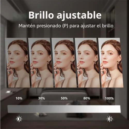 Vista 3 de Acoolda Espejo de tocador con luces, espejo de maquillaje Hollywood con 9 bombillas LED regulables, 3 modos de iluminación de color, aumento