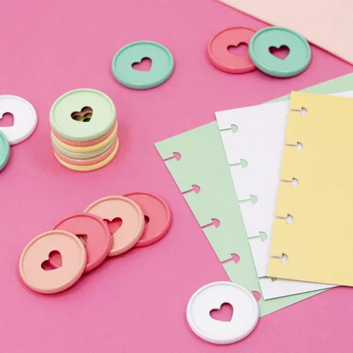 Vista 7 de Craftelier - Anillos de Disco M Metálicos con Corte de Troquel en Forma de Corazón para Encuadernación de Scrapbooking para Planners, Agendas