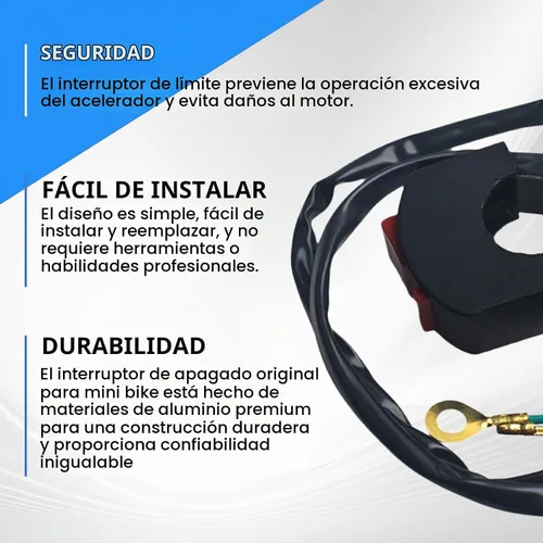 Vista 4 de Interruptor de muerte con parada final para Coleman CT200U Trail200 Trail Mini Bike 196cc Piezas de Go Kart Interruptor de parada