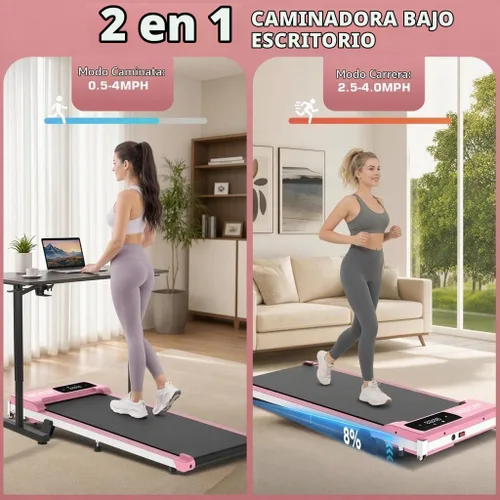 Vista 6 de ANCHEER Under Desk Walking Pad Treadmill for Home Office with Incline Rosa Pro