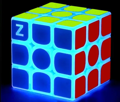 Vista 2 de AMAZA Cubo de velocidad fluorescente 3x3, 3x3x3, que brilla en la oscuridad, cubo de velocidad luminoso de 3 por 3, juguete rompecabezas de cerebro