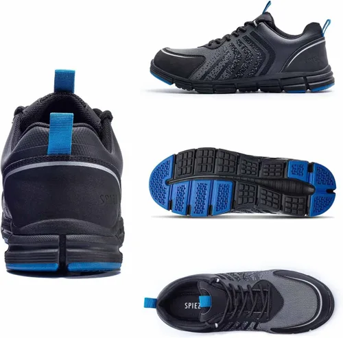 Vista 2 de SPIEZ Zapatos de trabajo para hombres, zapatos de seguridad con punta compuesta, antideslizantes, a prueba de pinchazos, ligeros, transpirables