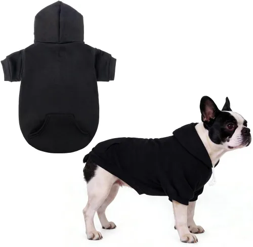 Vista 48 de KOOLTAIL Sudadera básica con capucha para perro, suave y cálida, con agujero para correa y con bolsillo, abrigo de invierno para perros, ropa