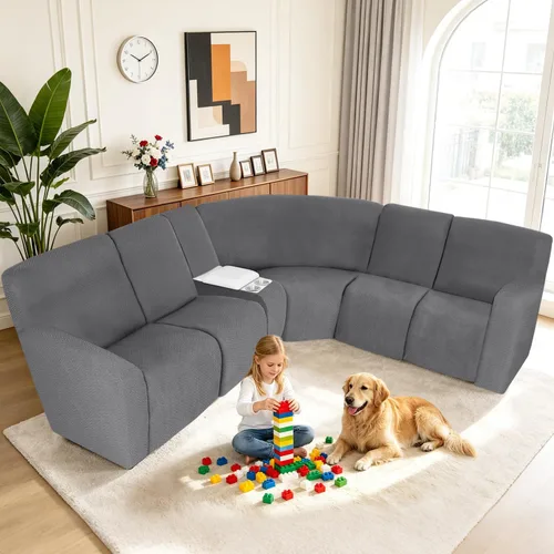 Vista 2 de ALIECOM Fundas 100% impermeables para sofá seccional reclinable en forma de L, fundas elásticas para esquinas de sofá reclinable seccional, funda