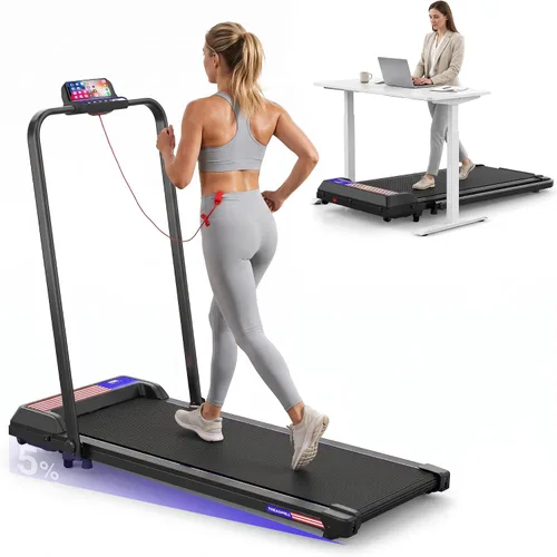 Vista 12 de RJOP Walking Treadmill Pad with Incline - Portable Under Desk Treadmill, Walking Pad with Handlebar, 2.5HP Low Noise, 2-in-1 Treadmill for Home