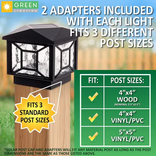 Vista 2 de GreenLighting Luces solares geométricas cuadradas para tapa de poste – Se adapta a madera de 4 x 4, 4 x 4 y 5 x 5 PCV/vinilo – Luz solar al aire