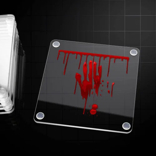 Vista 9 de Juego de 6 posavasos con salpicaduras de sangre de 4 pulgadas, posavasos cuadrados de vidrio acrílico transparente para manualidades