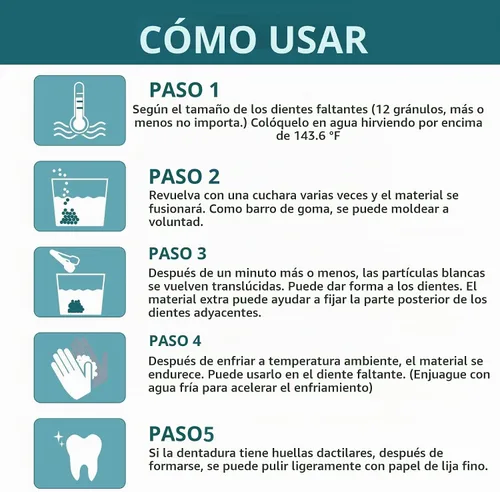 Vista 4 de Kit de reparación de dientes, kit de reparación de llenado de dientes moldeable, kit de reemplazo temporal de dientes, kit de reparación de dientes