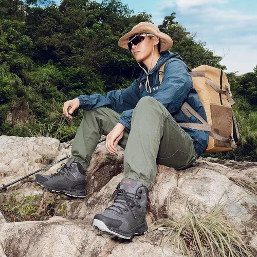 Vista 7 de Botas de senderismo impermeables para hombre, zapatos de trabajo ligeros para exteriores