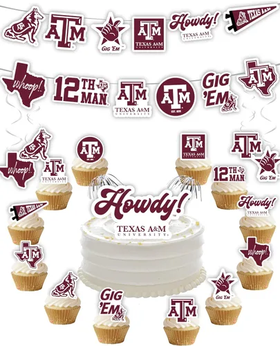 Vista 24 de Suministros de fiesta de la Universidad de Alabama para fútbol de Bama, regalo de cumpleaños Roll Tide, pancarta de fiesta de graduación de UA