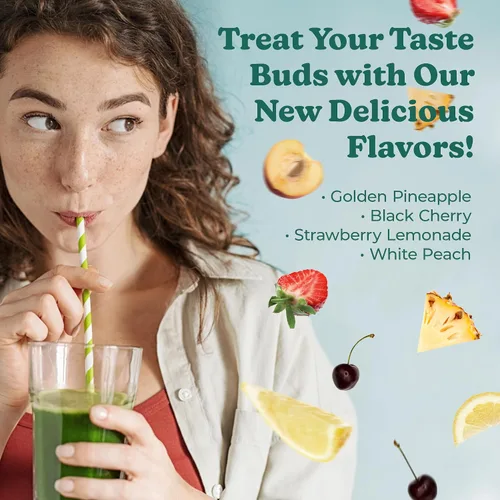 Vista 5 de Super Greens Polvo con más de 50 superalimentos - Jugo verde diario para toda la familia - Deliciosa mezcla de bebida en polvo verde - Sabor a