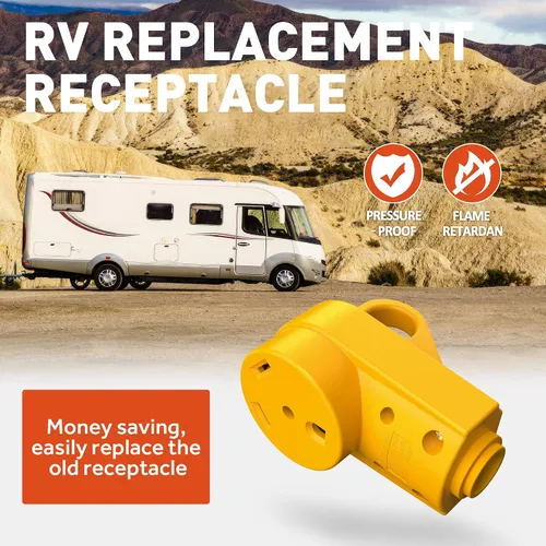 Vista 5 de SnowyFox Enchufe de Repuesto Hembra de 30 Amperios para RV - Enchufe Resistente de 30 Amperios para RV con Mango Ergonómico, Diseñado para Acomodar