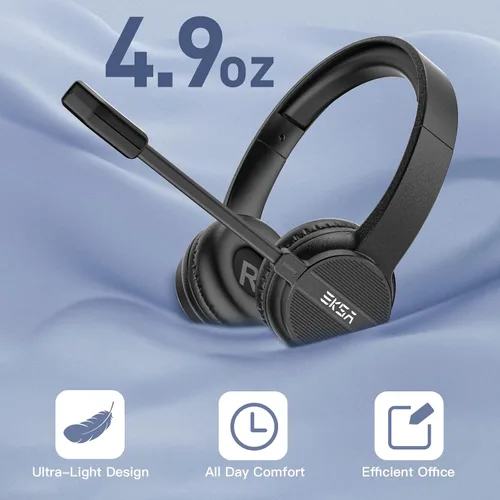 Vista 3 de EKSA Auriculares con micrófono para PC, auriculares de computadora con cable de 0.138 in con controles de volumen y silencio de micrófono