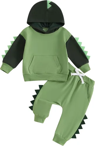 Vista 26 de Conjunto de ropa de otoño e invierno para bebé y niño, sudadera larga con capucha y pantalones para niños pequeños, 6, 12, 18, 24 meses, 2T Adorable