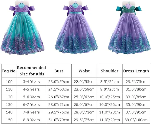 Vista 3 de Disfraz de sirena para niñas vestido de princesa fiesta de cumpleaños Halloween Navidad carnaval cosplay traje