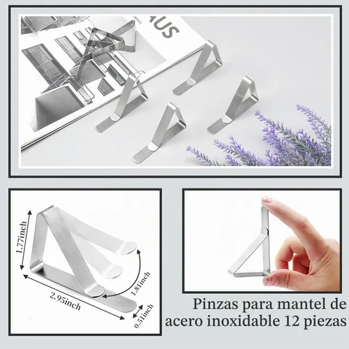 Vista 2 de Paquete de 12 clips para mantel, clips para mantel de picnic, abrazaderas de acero inoxidable, clips de mesa para restaurante, picnic, carpas 12