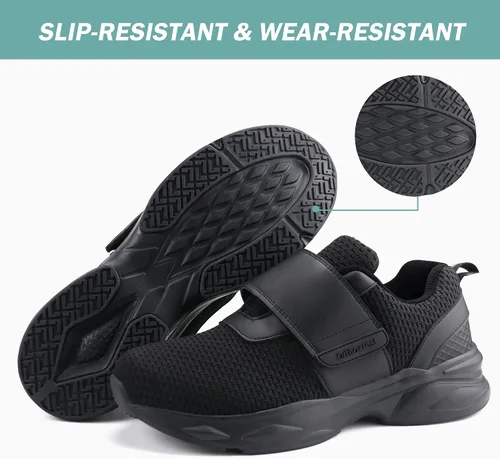 Vista 3 de Ortho+rest Zapatos ortopédicos para hombre con correa ajustable, transpirables para fascitis plantar, Negro