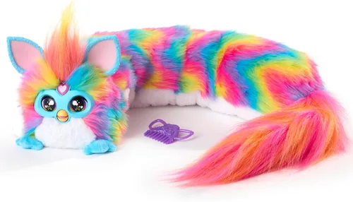 Vista 11 de FURBY Juguete Interactivo DJ, Peluche Electrónico Súper Suave Arcoíris con Música, Luces, Movimiento y Juegos, Habla Inglés y Furbish, 32 Pulgadas