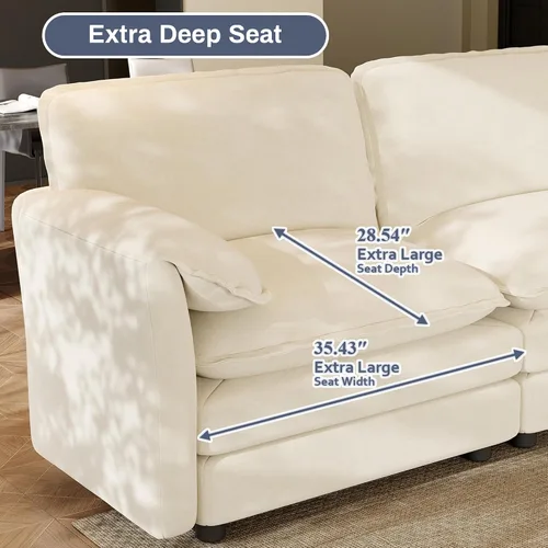 Vista 6 de ONEMMLION Cloud Couch - Sofá modular seccional en forma de U de 114 pulgadas, cómodos sofás seccionales para sala de estar, sofá moderno de felpilla