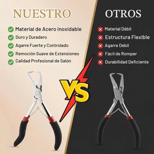 Vista 3 de Herramientas profesionales para extensiones de cabello, alicates para microenlaces y cuentas, removedor de microanillos, abridor de cuentas de 5.5