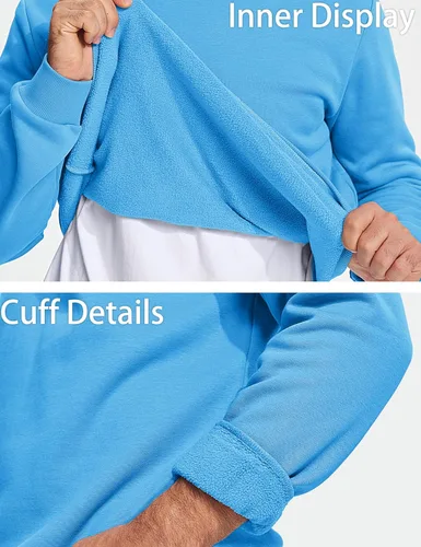 Vista 51 de MAGCOMSEN Sudadera de cuello redondo para hombre de manga larga casual cálida de forro polar