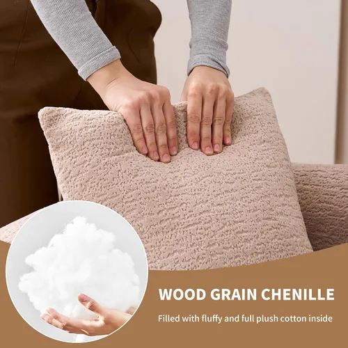 Vista 4 de Sofá modular curvo de 65 pulgadas para sala de estar, moderno sofá modular de felpilla de felpa con asiento profundo comprimido sin hueso con 3