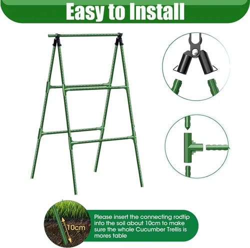 Vista 4 de Enrejados de pepino en un marco para plantas con soporte verde enrejado para pepino, plantas trepadoras, verduras, flores (verde) 47 x 15 pulgadas