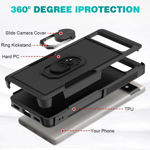 Vista 3 de Funda para Google Pixel 6A, Pixel 6A resistente a prueba de golpes, cubierta protectora de cuerpo completo [doble capa]