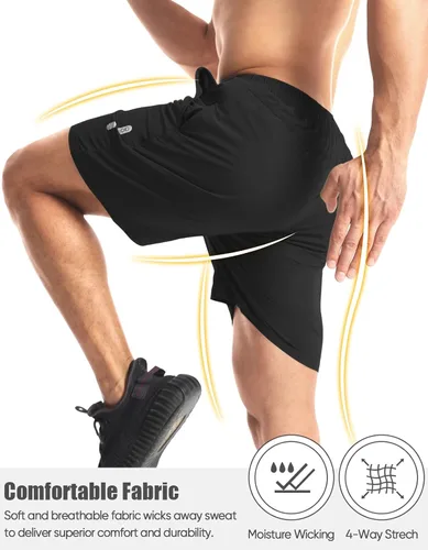 Vista 4 de Aolesy Pantalones cortos de entrenamiento para hombre de 7 pulgadas, pantalones cortos deportivos de secado rápido, ligeros, con bolsillos