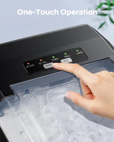 Vista 4 de HOMEZAY Encimera para hacer hielo, 9 cubos listos en 6 minutos, 26 libras por día, máquina de hielo con 2 tamaños de hielo y autolimpieza, máquina
