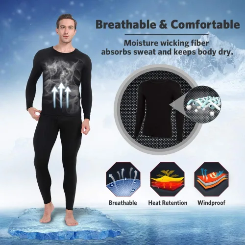 Vista 2 de MANCYFIT Camisas térmicas para hombre con forro polar y manga larga
