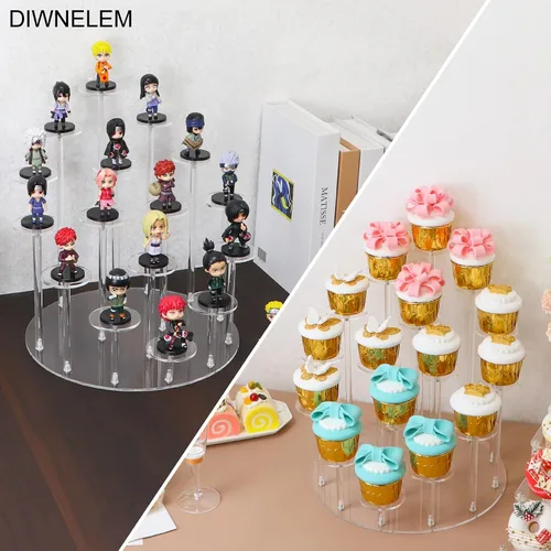 Vista 8 de Soporte de exhibición de 16 niveles para cupcakes, soporte elevador de acrílico para cupcakes, soporte para cupcakes, coleccionables, figuras