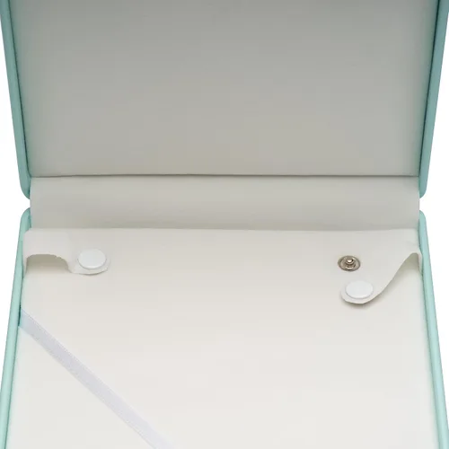Vista 3 de COWFEX Cadena larga de perlas PU collar caja de regalo vitrina soporte de almacenamiento (azul)
