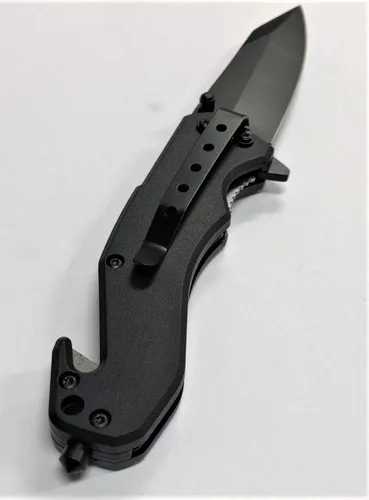 Vista 3 de Cuchillo de bolsillo táctico EDC de 8 pulgadas con gráficos impresos UV mango ABS con forro de acero.